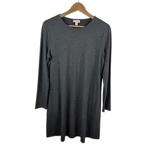J Jill Pure Jill Luxe‎ Tencel Knit Mini Dress Small Gray Long Sleeve Minimalist